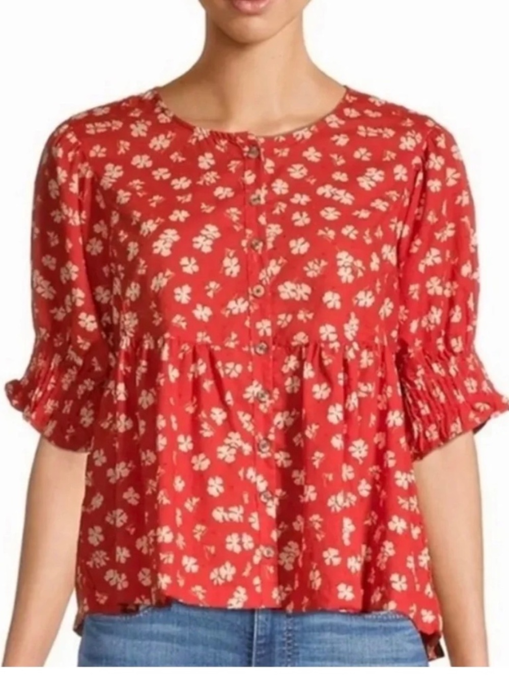Madewell Cotton Peplum Top - M